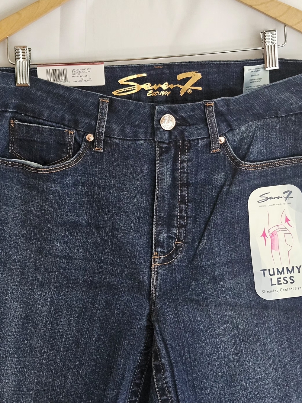 Seven 7 Tummyless High Rise Skinny Jeans Women's Size 14 Dark Wash NWT - Picture 3 of 15